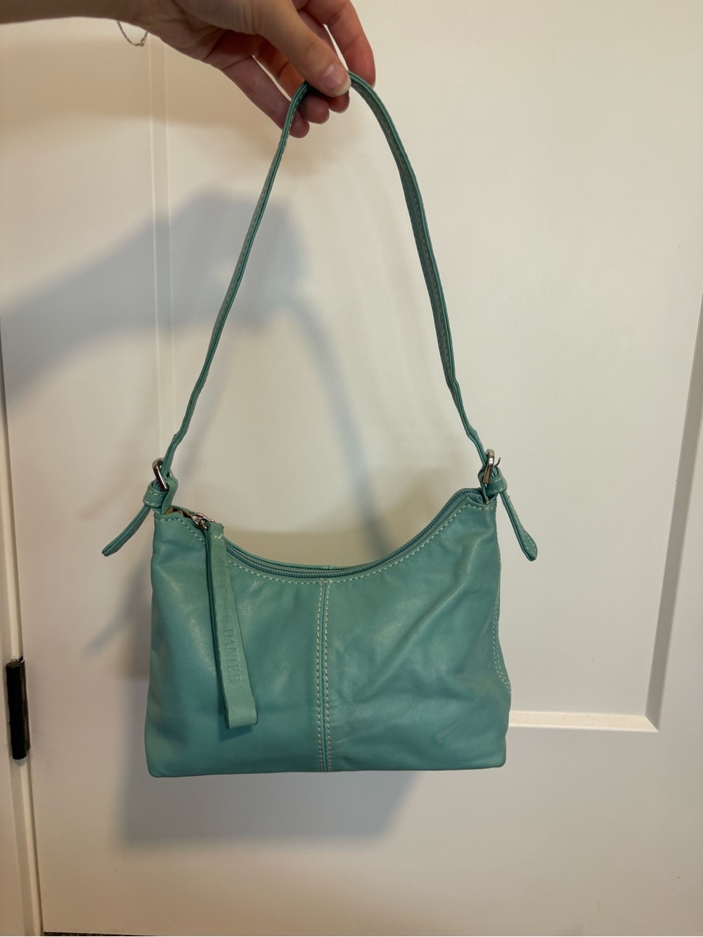 Y2K Danier Turquoise Leather Shoulder Bag - Picture 2 of 16